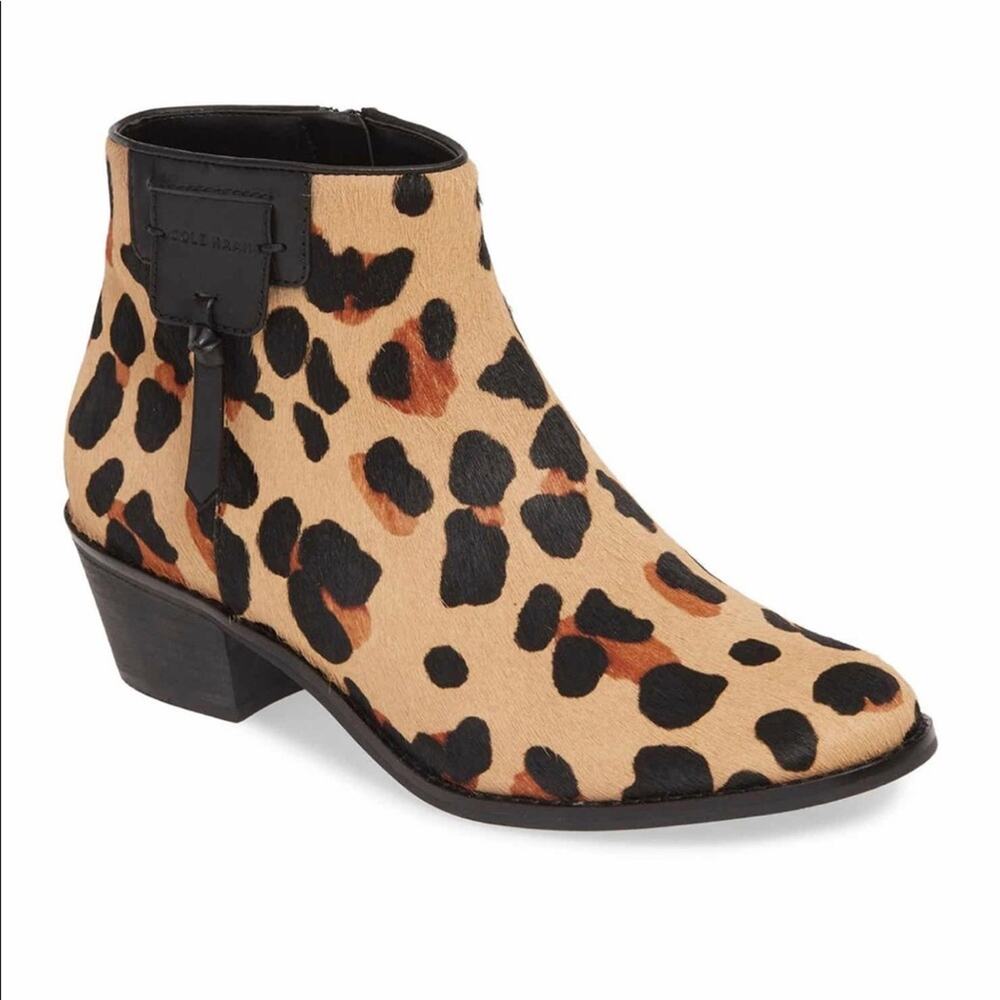 Cole Haan Jaguar Animal print Calf Hair Ankle Booties Boots 7.5